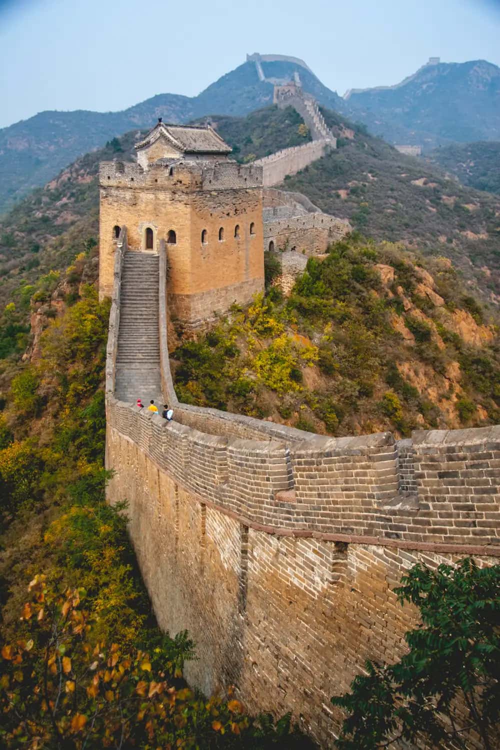 Great Wall watchtowers running over mountain ridges outside Beijing